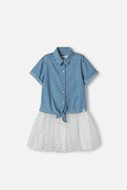 VESTIDO DE MIC CON FALDA EN TULL MULTICOLOR PARA NIÑA