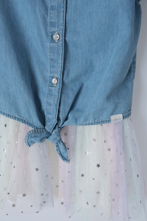 LITTLEMIC MULTICOLOR DRESS WITH TULLE SKIRT FOR GIRLS 2T TO 5T