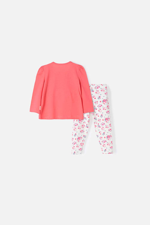 LITTLEMIC LONG CORAL PANT SET FOR BABY GIRL