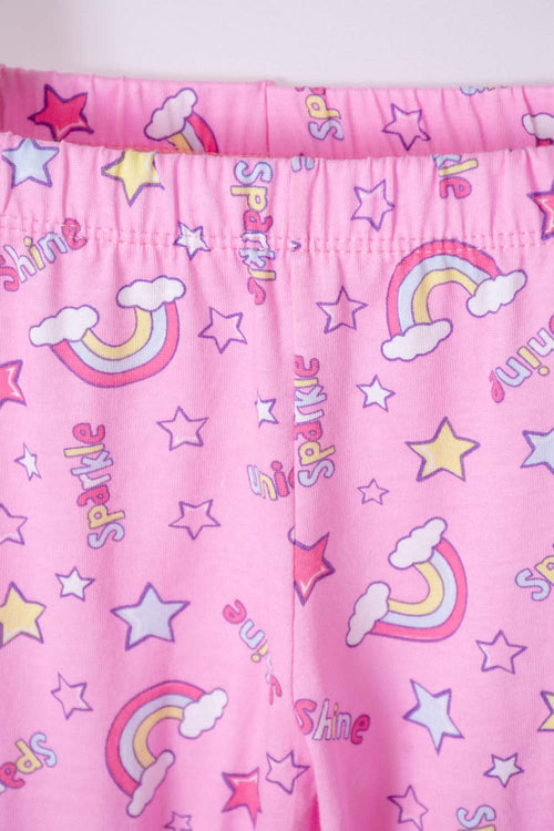 LITTLEMIC BLUE AND PINK SHORT-SLEEVED PAJAMAS FOR GIRLS 2T TO 5T