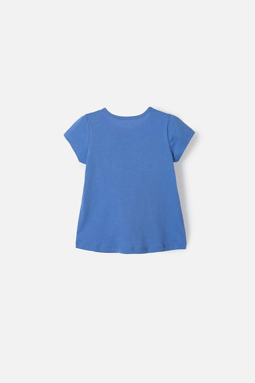 LITTLEMIC BLUE SHORT SLEEVE T-SHIRT FOR GIRLS 2T TO 5T