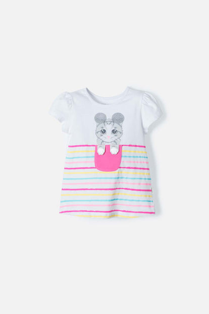 CAMISETA DE LITTLEMIC MANGA CORTA BLANCA PARA NIÑA 2T A 5T