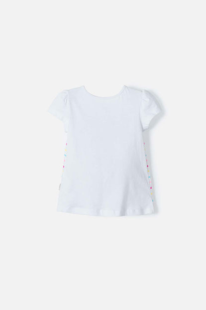 CAMISETA DE LITTLEMIC MANGA CORTA BLANCA PARA NIÑA 2T A 5T