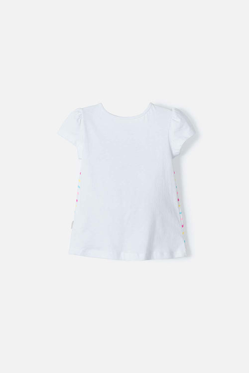 LITTLEMIC WHITE SHORT SLEEVE T-SHIRT FOR GIRLS 2T TO 5T