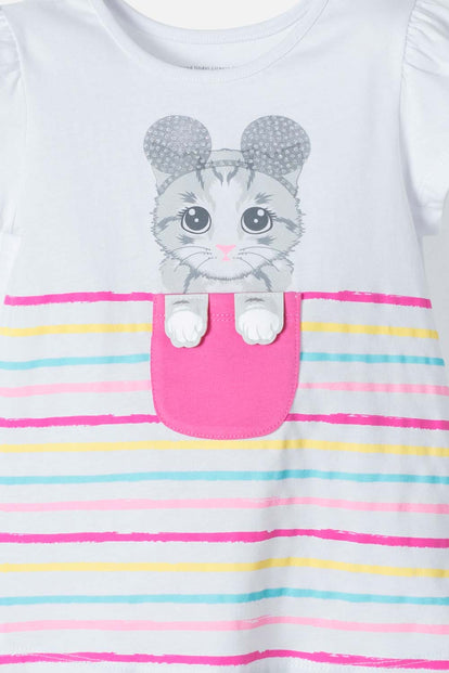 CAMISETA DE LITTLEMIC MANGA CORTA BLANCA PARA NIÑA 2T A 5T