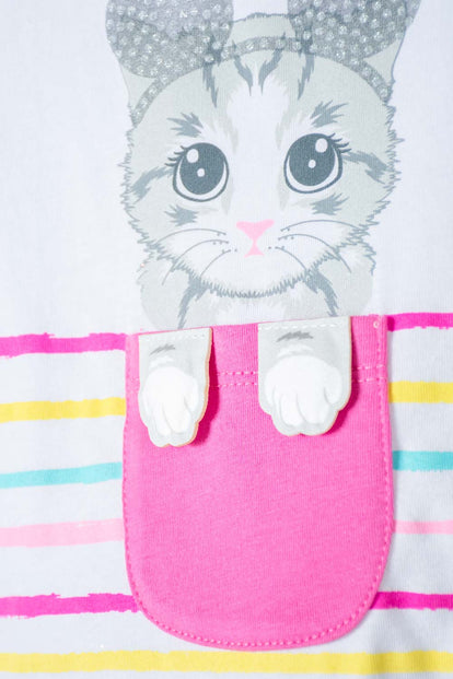 CAMISETA DE LITTLEMIC MANGA CORTA BLANCA PARA NIÑA 2T A 5T