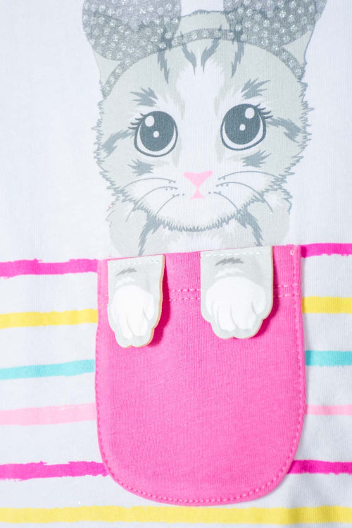 LITTLEMIC WHITE SHORT SLEEVE T-SHIRT FOR GIRLS 2T TO 5T