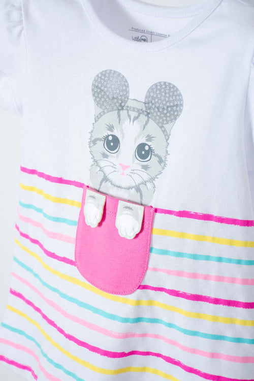 LITTLEMIC WHITE SHORT SLEEVE T-SHIRT FOR GIRLS 2T TO 5T