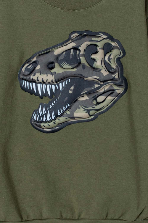 BOY'S MILITARY GREEN CREW NECK SWEATER