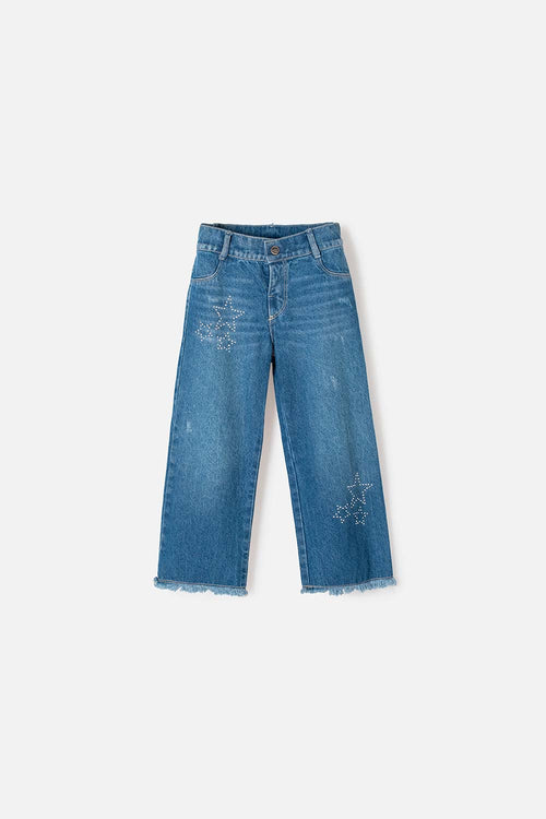 JEANS DE LITTLEMIC AZUL MEDIO PARA NIÑA 2T A 5T