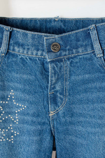 JEANS DE LITTLEMIC AZUL MEDIO PARA NIÑA 2T A 5T