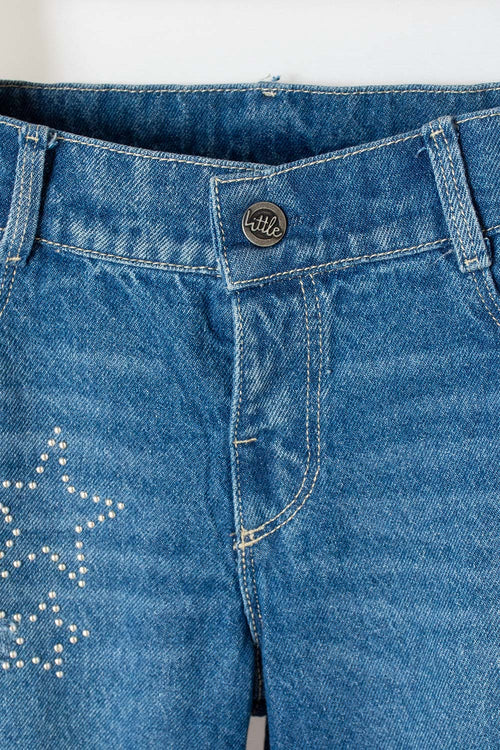 JEANS DE LITTLEMIC AZUL MEDIO PARA NIÑA 2T A 5T