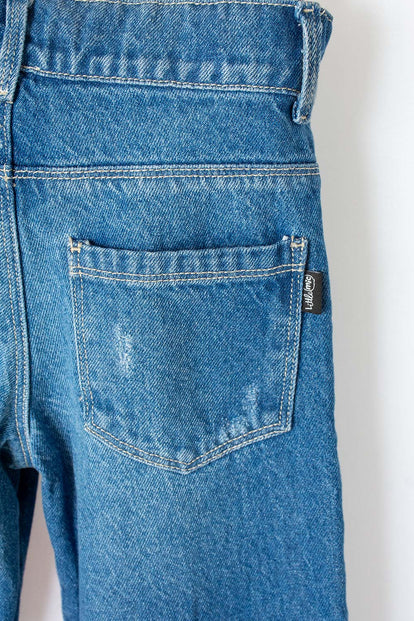 JEANS DE LITTLEMIC AZUL MEDIO PARA NIÑA 2T A 5T