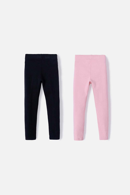 LITTLEMIC LEGGINGS X2 BLACK AND ROSEWOOD FOR GIRLS 2T TO 5T