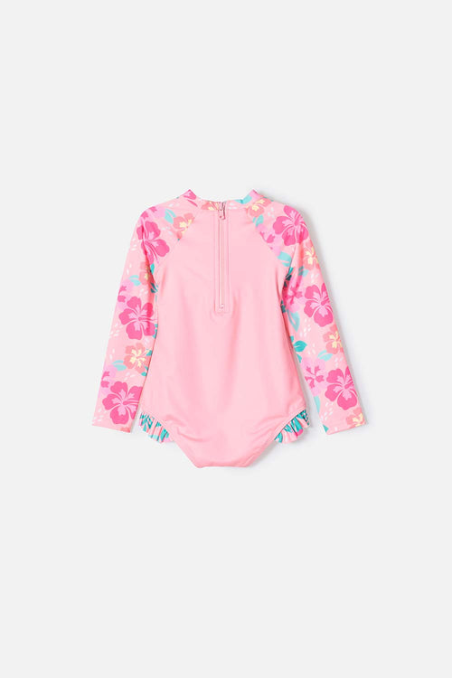 LITTLEMIC LONG SLEEVE MULTICOLOR SWIMSUIT FOR GIRLS 2T TO 5T