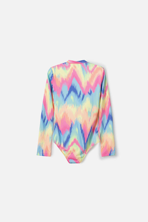 GIRL'S MULTICOLOR LONG SLEEVE MIC SWIMSUIT