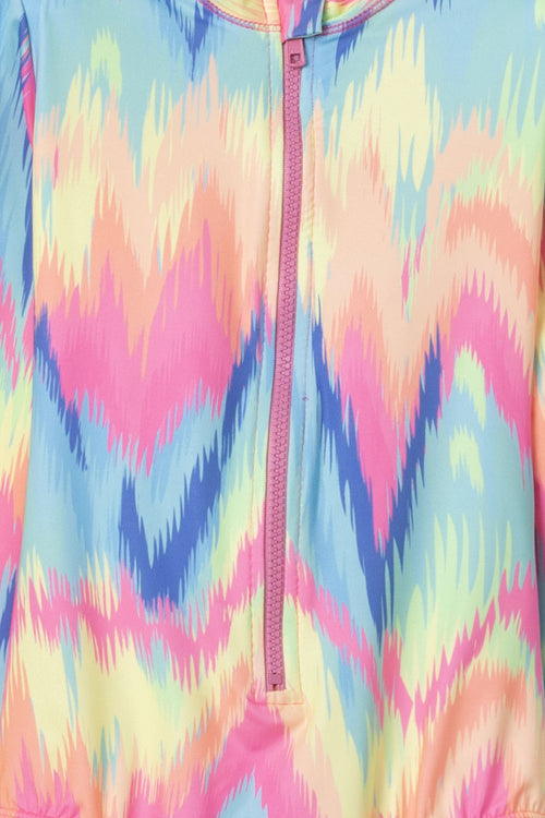 GIRL'S MULTICOLOR LONG SLEEVE MIC SWIMSUIT