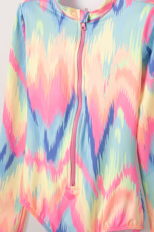 GIRL'S MULTICOLOR LONG SLEEVE MIC SWIMSUIT