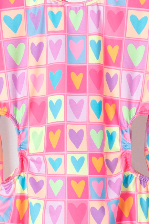 GIRLS' MULTICOLOR LONG SLEEVE SWIMSUIT
