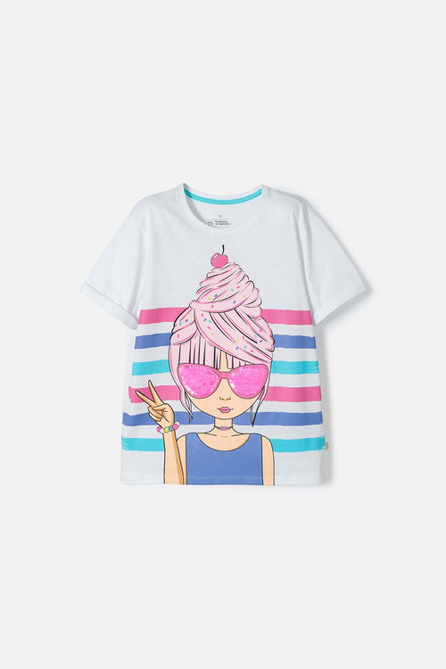 GIRL'S WHITE SHORT SLEEVE T-SHIRT