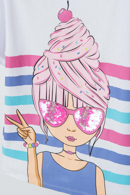 GIRL'S WHITE SHORT SLEEVE T-SHIRT