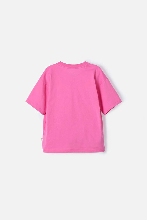 CAMISETA MIC ROSADA CON BORDADO EN LENTEJUELAS PARA NIÑA