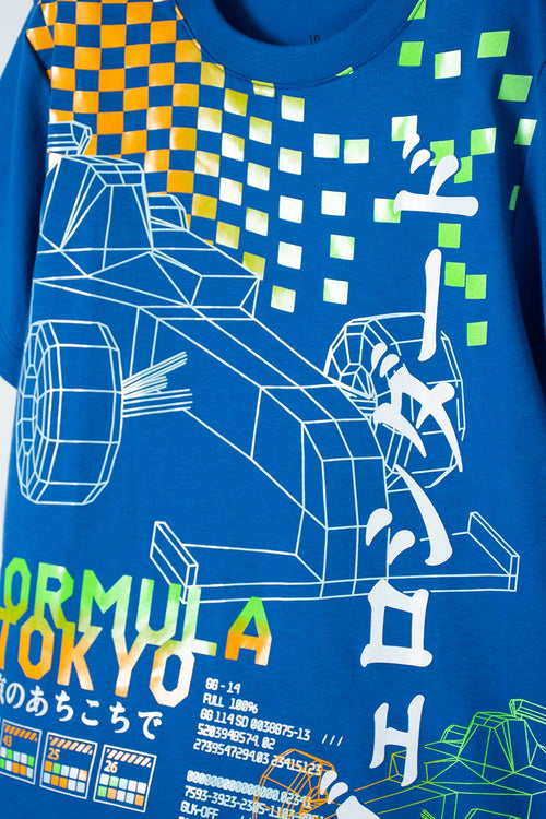 CAMISETA MIC AZUL ESTAMPADA EN FRENTE PARA NIÑO