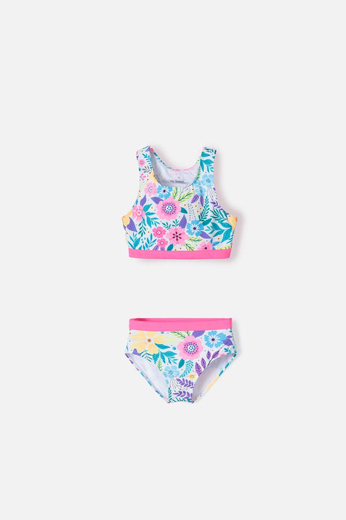 GIRLS' MULTICOLOR MIC BATHING SUIT