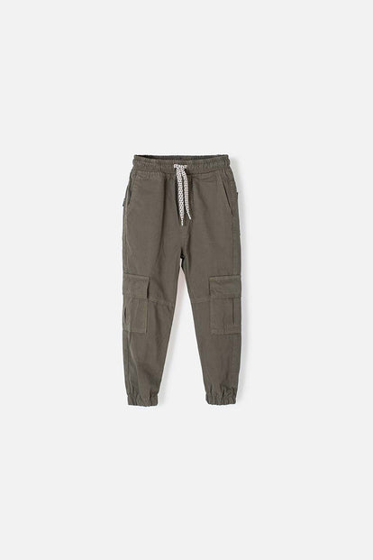 JOGGER DE LITTLEMIC CON CORDÓN VERDE MILITAR PARA NIÑO 2T A 5T
