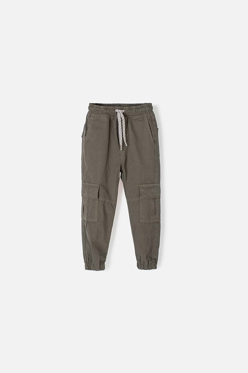 LITTLEMIC JOGGER WITH MILITARY GREEN DRAWSTRING FOR BOY 2T TO 5T