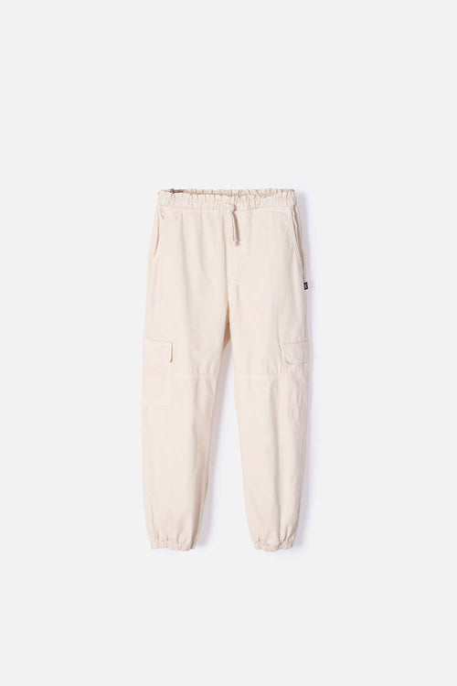 GIRL'S IVORY DRAWSTRING FLEECE JOGGERS