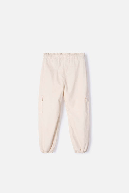 GIRL'S IVORY DRAWSTRING FLEECE JOGGERS