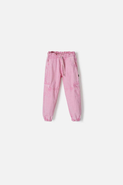 JOGGER LITTLEMIC ROSADO CON BOLSILLOS TIPO CARGO PARA NIÑA 2T A 5T