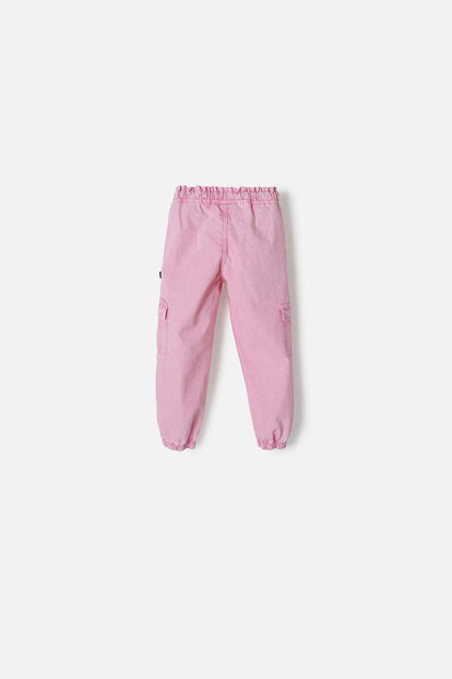 JOGGER LITTLEMIC ROSADO CON BOLSILLOS TIPO CARGO PARA NIÑA 2T A 5T