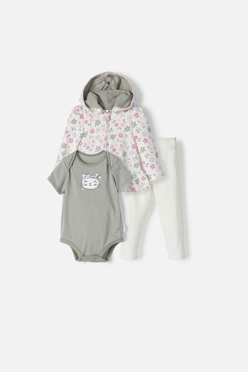 LITTLEMIC MULTICOLOR SET WITH LEGGINGS AND JACKET FOR BABY GIRL