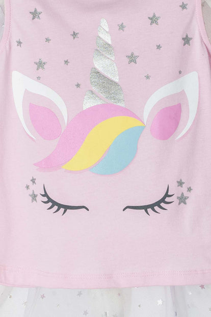 CAMISETA LITTLEMIC MULTICOLOR MANGA CORTA CON BOLERO PARA NIÑA 2T A 5T