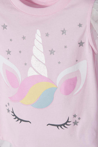 CAMISETA LITTLEMIC MULTICOLOR MANGA CORTA CON BOLERO PARA NIÑA 2T A 5T
