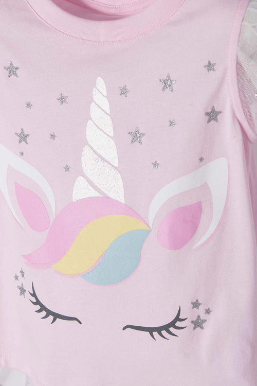 LITTLEMIC MULTICOLOR SHORT-SLEEVE TOP WITH RUFFLE FOR GIRLS 2T TO 5T