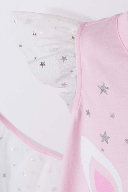 CAMISETA LITTLEMIC MULTICOLOR MANGA CORTA CON BOLERO PARA NIÑA 2T A 5T
