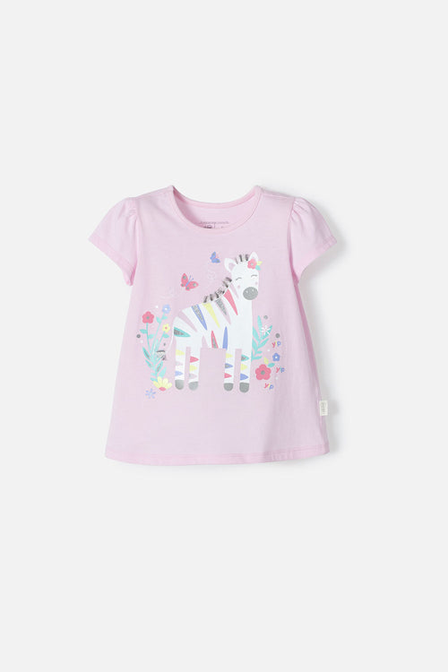 LITTLEMIC SHORT SLEEVE PINK T-SHIRT FOR GIRLS 2T TO 5T