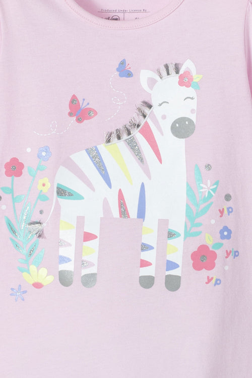 LITTLEMIC SHORT SLEEVE PINK T-SHIRT FOR GIRLS 2T TO 5T