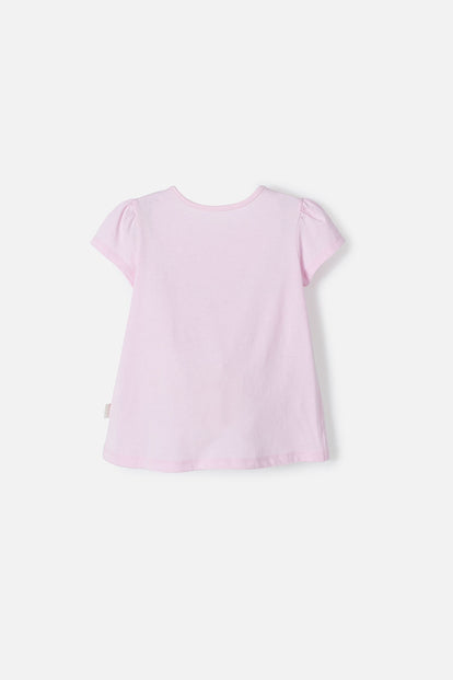 CAMISETA DE LITTLEMIC  MANGA CORTA ROSADO PARA NIÑA 2T A 5T