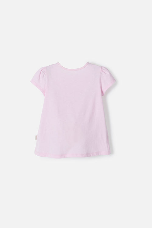 LITTLEMIC SHORT SLEEVE PINK T-SHIRT FOR GIRLS 2T TO 5T