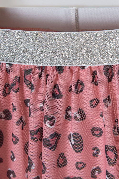 LITTLEMIC IVORY AND ROSEWOOD TUTU LEGGINGS SET FOR GIRLS 2T TO 5T