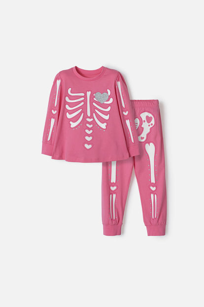 PIJAMA DE LITTLEMIC ROSADA MANGA LARGA PARA NIÑA 2T A 5T