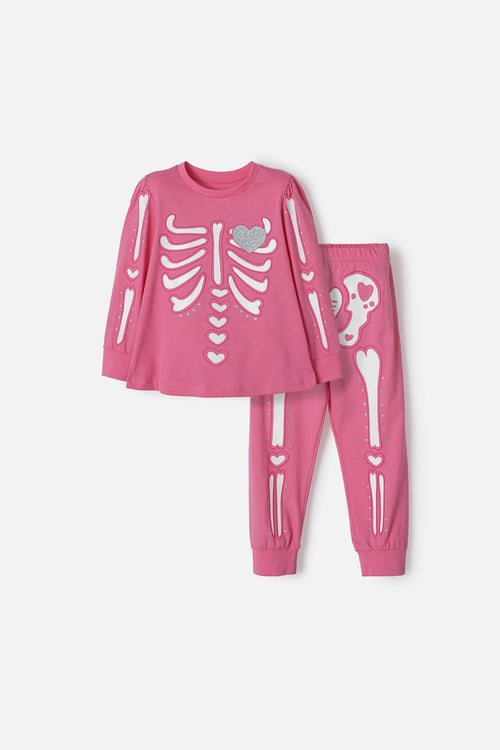 LITTLEMIC PINK LONG SLEEVE PAJAMAS FOR GIRLS 2T TO 5T