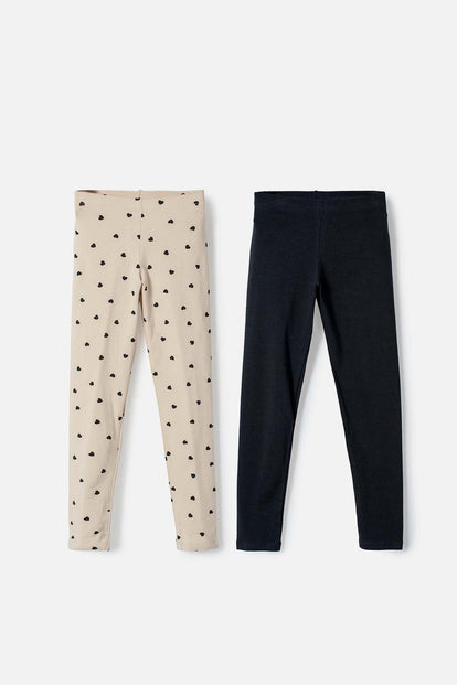 PACK X2 LEGGINS DE MIC CAQUI Y NEGRO PARA NIÑA