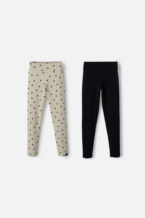 2-PACK GIRLS' KHAKI AND BLACK MICROFIBER LEGGINGS