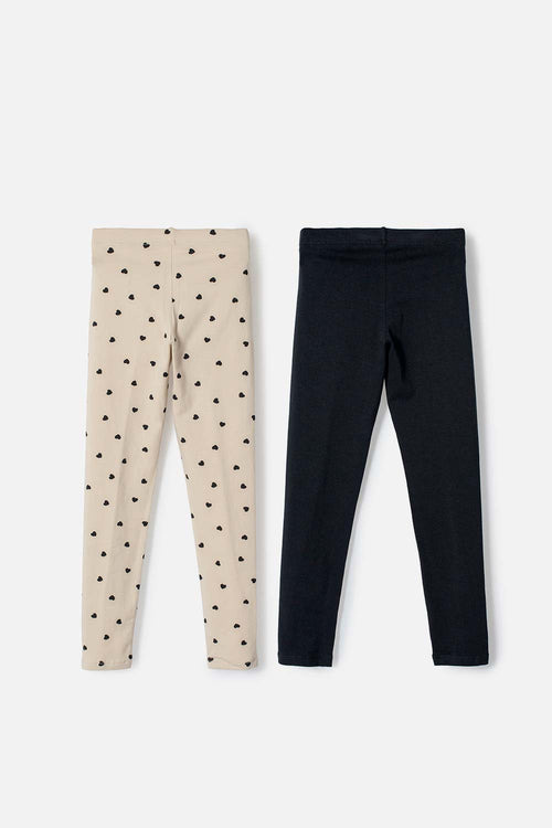 2-PACK GIRLS' KHAKI AND BLACK MICROFIBER LEGGINGS