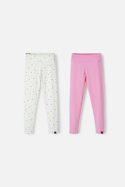 LEGGINS X2 DE MIC MULTICOLOR PARA NIÑA
